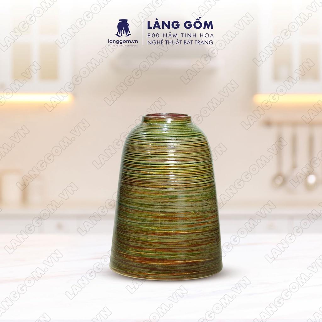 Bình hoa, lọ hoa Gốm sứ Bát Tràng men hỏa biến cao cấp dáng Chuông nhiều màu sắc dùng làm quà tặng, trang trí - Làng Gốm