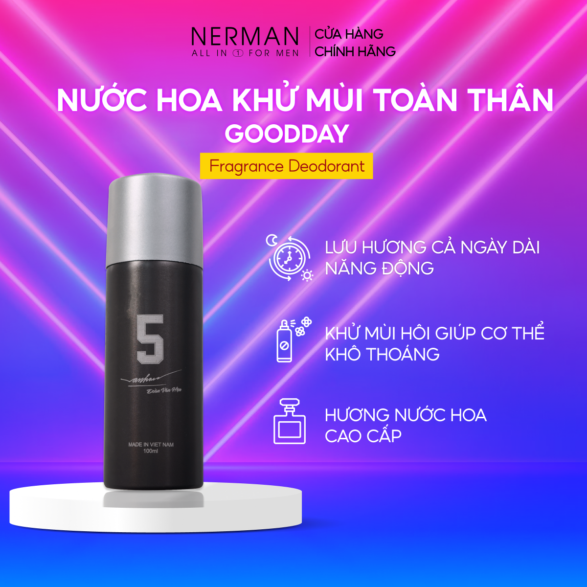 Xịt khử mùi hương nước hoa Pháp Good Day Nerman 100ml