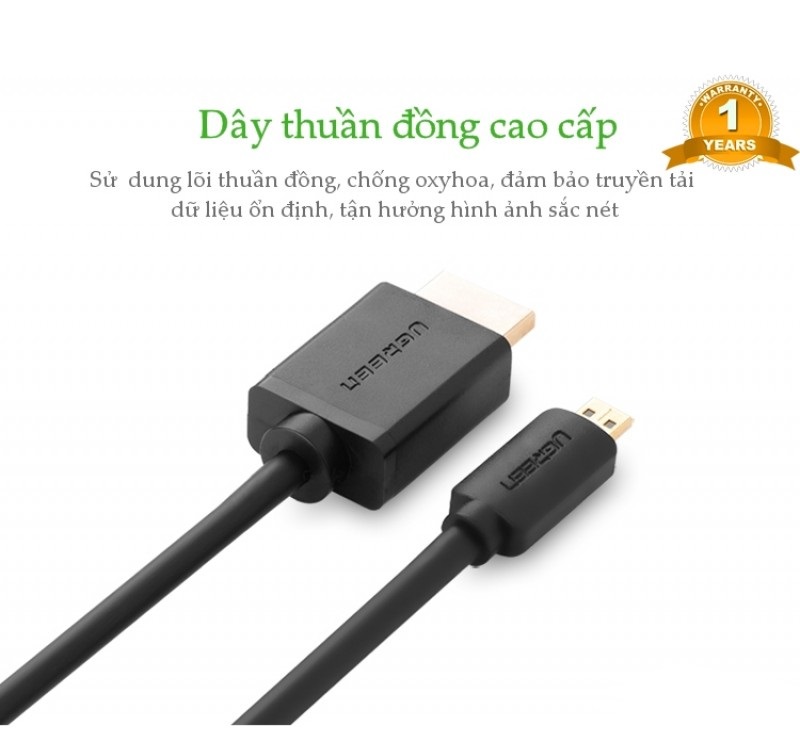 Cáp chuyển Micro HDMI sang HDMI Ugreen 30102-Hàng chính hãng.