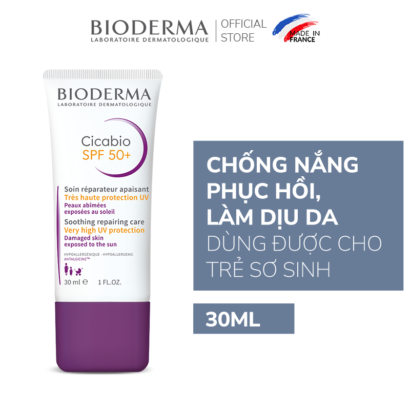 Kem Dưỡng Phục Hồi Da Tổn Thương Và Hạn Chế Tăng Sắc Tố Sau Viêm Bioderma Cicabio Creme Spf 50+ 30ml