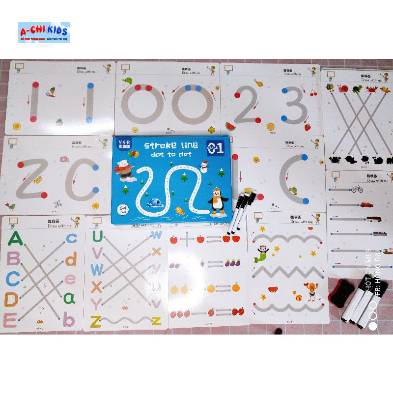 Bộ Đồ Chơi Giáo Dục Montessori , Bộ Viết Nối Xóa Được 64 Trang - Dành Cho Trẻ Từ 2 Tuổi