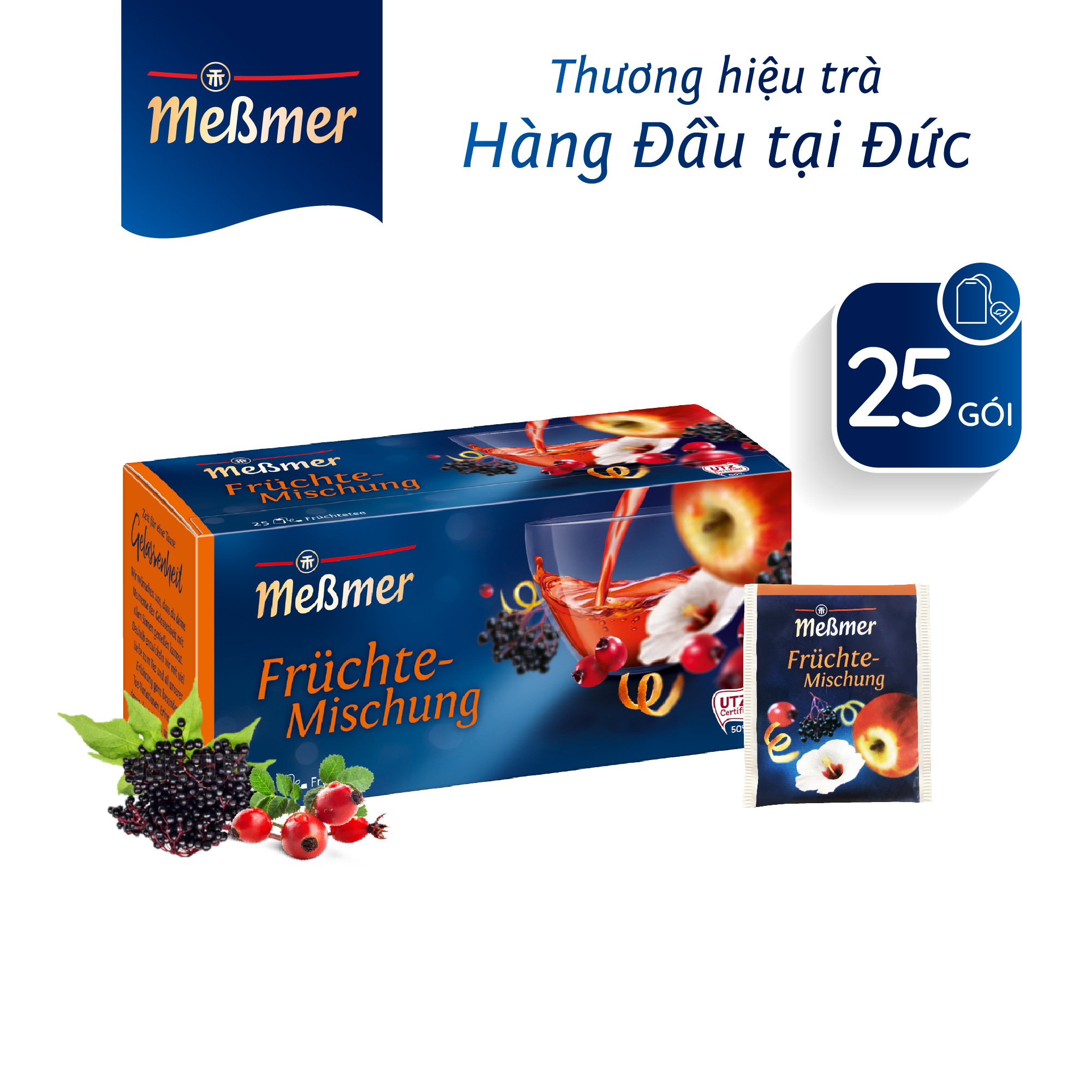 Trà Túi Lọc Messmer Trái Cây Hỗn Hợp/ Fruit Mixture Hộp 25 Gói - Trà Messmer Nhập Khẩu Từ Đức