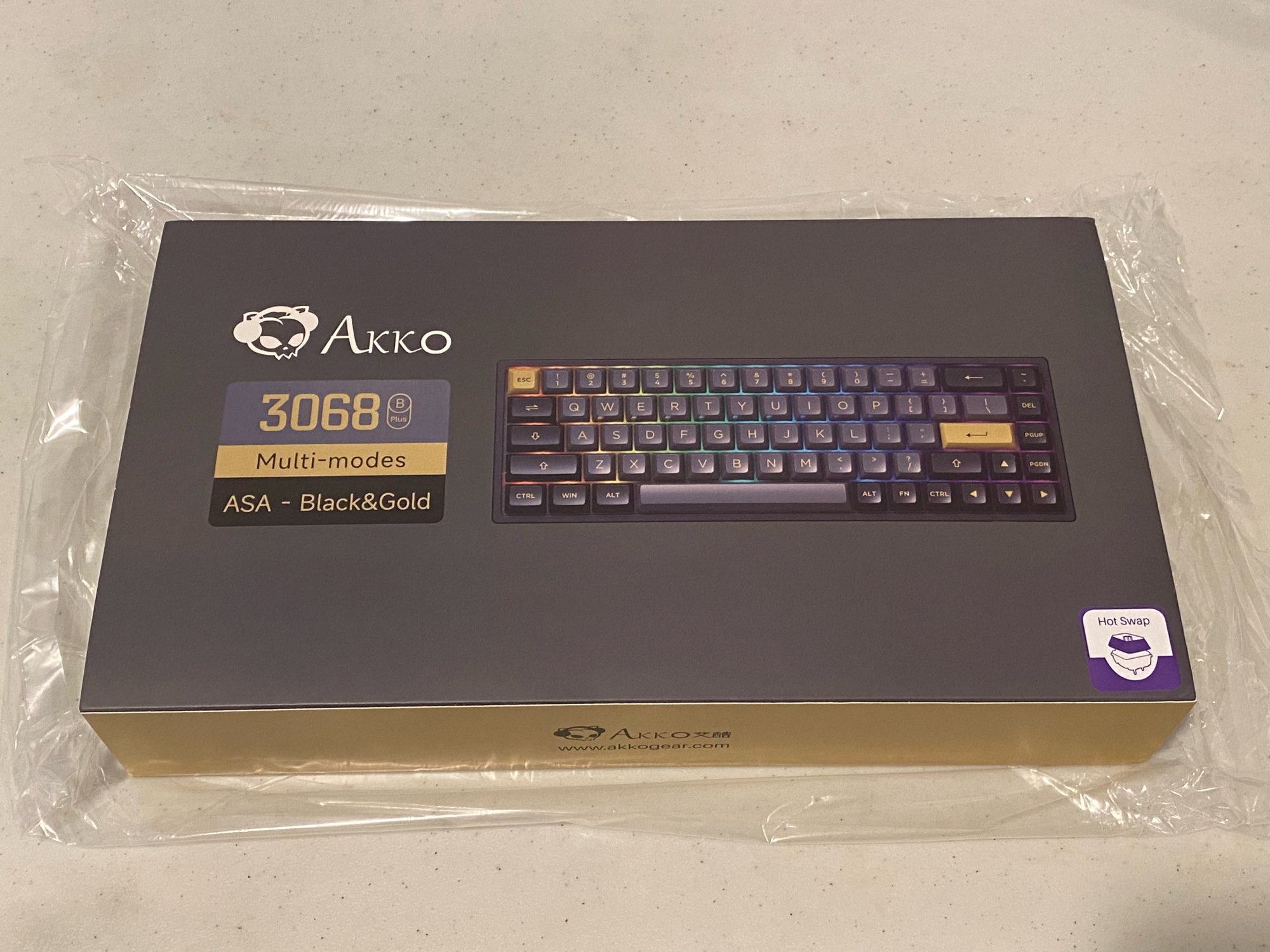 Bàn phím cơ AKKO 3068B Black &amp; Gold (Multi-modes/Hotswap/Foam tiêu âm/RGB/Akko CS Switch) - Hàng chính hãng