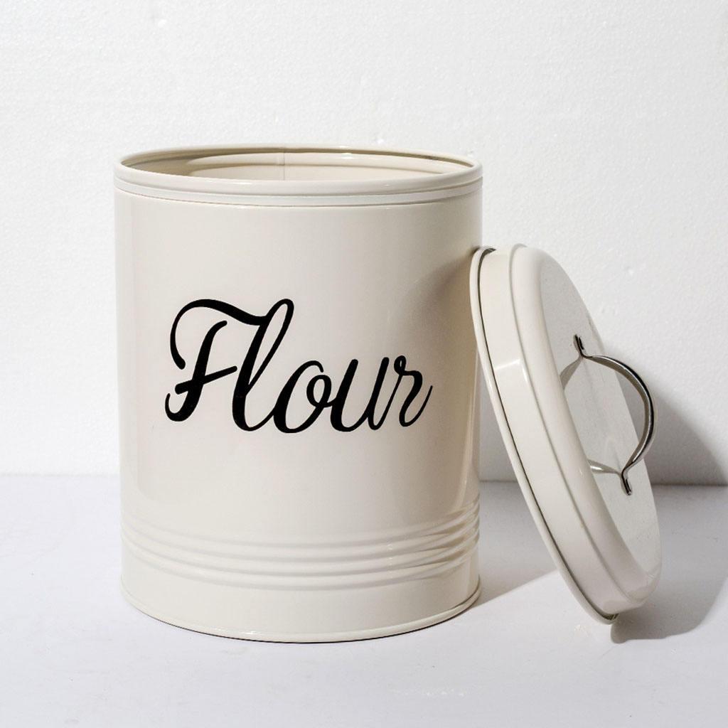 Rustic Metal Food Flour Storage Tin Jar 5L Container with Scoop