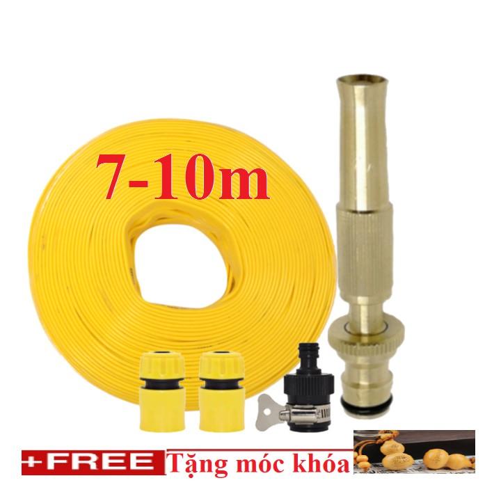 Bộ dây vòi xịt nước rửa xe, tưới cây . tăng áp 3 lần, loại 7m, 10m 206587 cút sập+tặng móc khoá