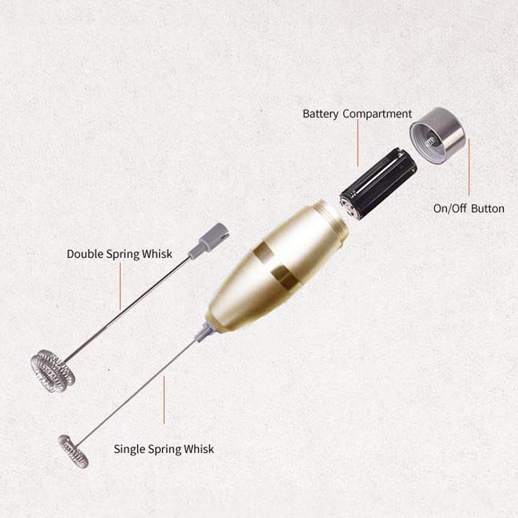 Electric Milk Frother Handheld Latte With Stainless Steel Stand 2pcs Head
