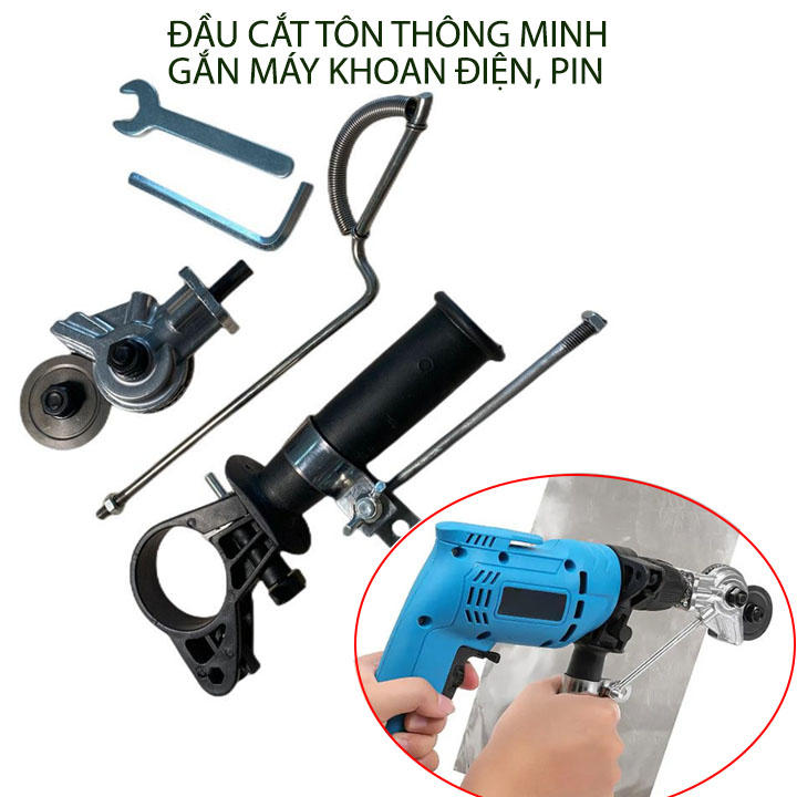 Đầu chuyển đổi cắt tôn thế hệ mới, biến máy khoan vít điện 220V, khoan pin thành máy cắt tôn