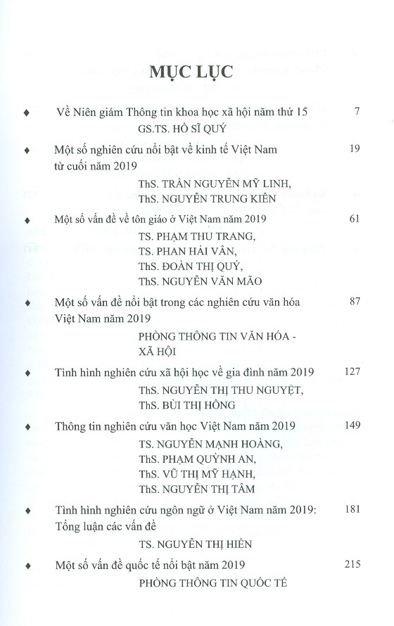 Niên Giám Thông Tin Khoa Học Xã Hội - Tập 15