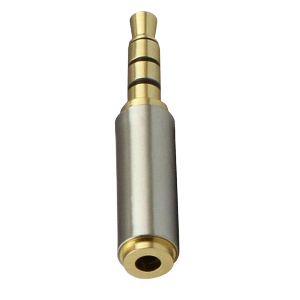 Gold Metal 3.5mm Male to 2.5mm Female Socket Headphone Mic Adapter Converter