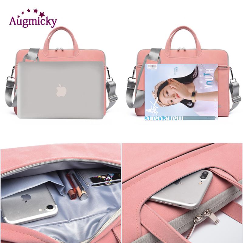 Da PU Nữ Túi Laptop Xách Tay Cặp Dùng Cho Macbook Air 13.3 14 15.6 Inch Nam Túi Xách Tay Đeo Vai Chuột túi