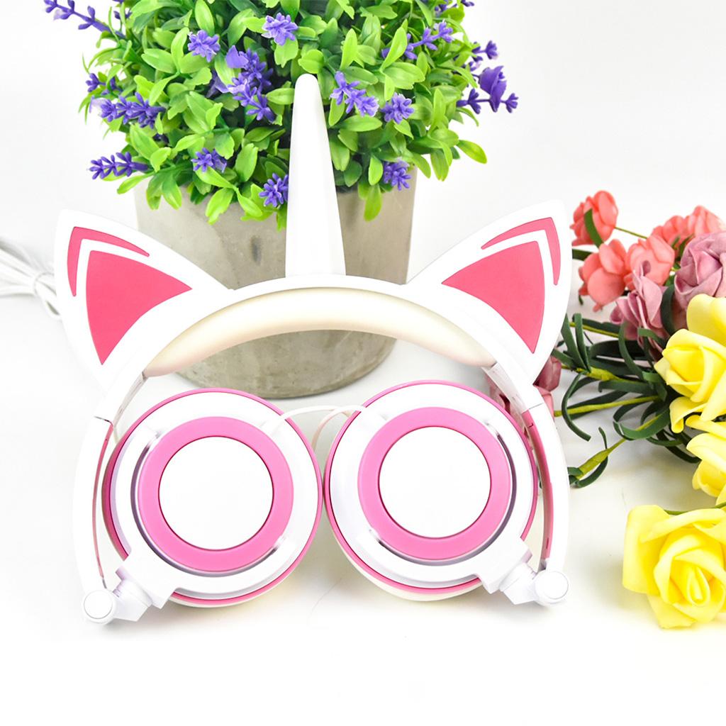 Cat Ear Unicorn Kids Headphones LED Flashing Girls Headband
