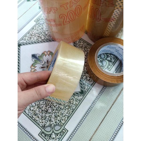 Băng keo dán thùng 200 yard trong, đục lõi mỏng