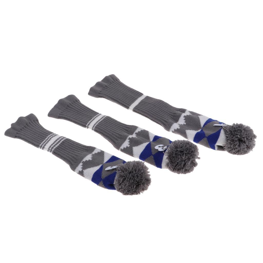 3Pcs Golf Driver  Head Cover Long Neck  Wood Headcovers