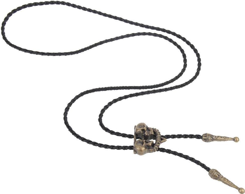 Punk Skeleton Skull Bolo Tie Leather Necktie Necklace Western