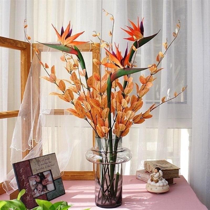 Hoa Giả - Cành Hoa Thiên Điểu Cao Su To dài 80cm decor trang trí cực sang chảnh