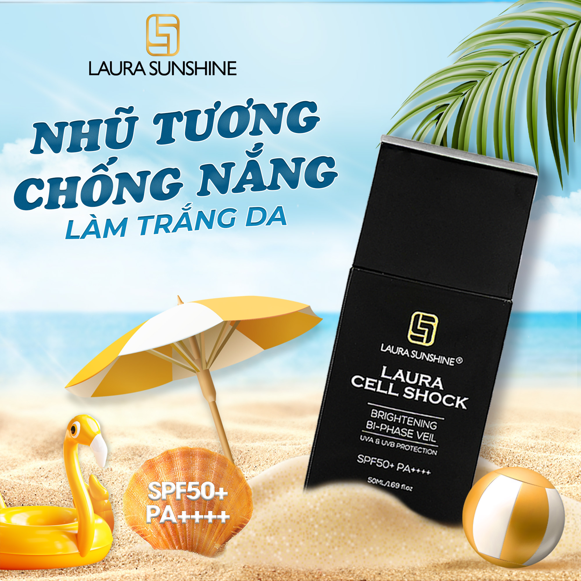 Kem chống nắng tế bào gốc Laura Sunshine Cell Shock Brightening Bi-Phase Veil SPF50+ PA++++ 50ml
