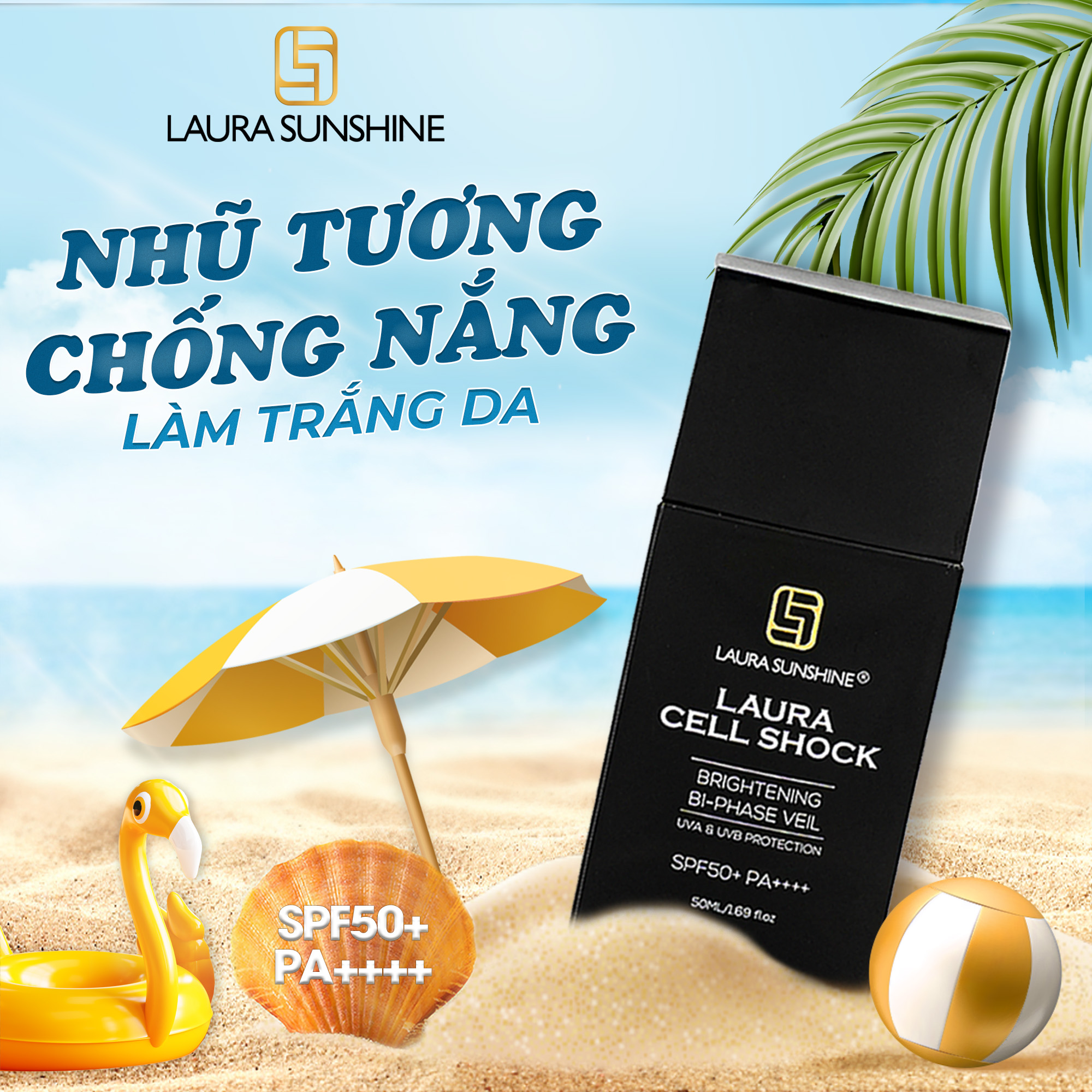 Kem chống nắng tế bào gốc Laura Sunshine Cell Shock Brightening Bi-Phase Veil SPF50+ PA++++ 50ml