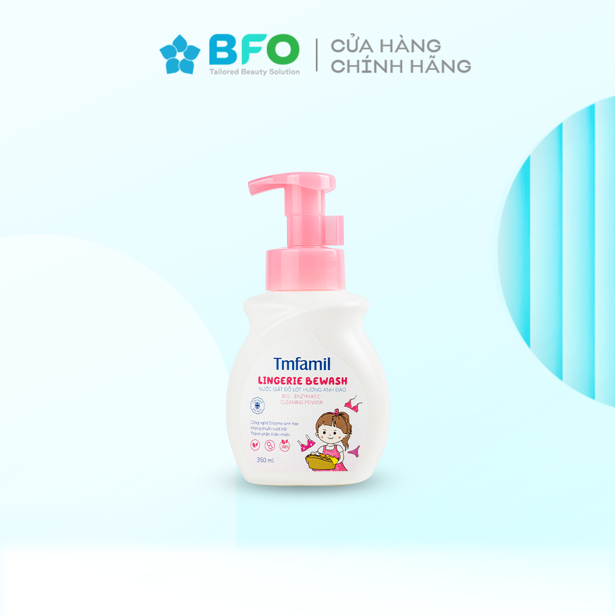 Nước Giặt Đồ Lót Sinh Học Chuyên Dụng BeWash Kháng Khuẩn Hương Anh Đào/ Cam Chanh/ Nho Dung Tích 350ML