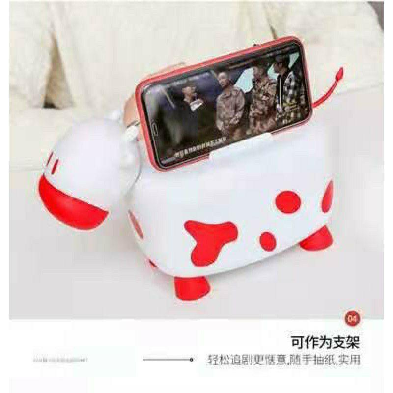 HỘP ĐỰNG KHĂN GIẤY ĐỂ BÀN HÌNH CON BÒ SỮA 2IN1# KIÊM ĐỂ TĂM RẤT TIỆN LỢI#