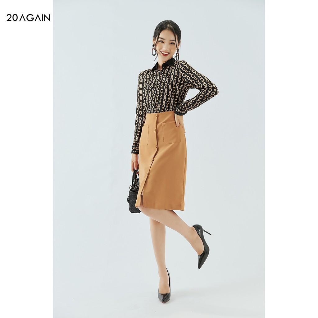 Áo sơ mi nữ dài tay cổ đức 20AGAIN, thiết kế công sở ASA1864