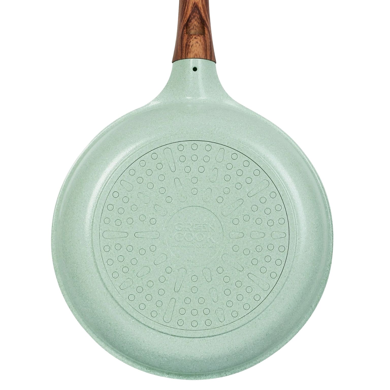 Chảo đúc đáy từ chống dính men đá ceramic xanh ngọc Green Cook GCP06 size 20-24-26-28 cm công nghệ Hàn Quốc