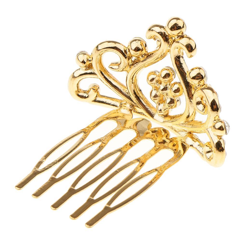 Girls Princess Tiara Crown with Comb Kids Hair Accessories Gold