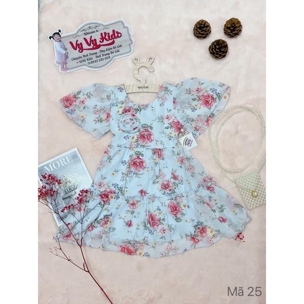 Đầm bé gái, váy bé gái hoa cột nơ lưng thời trang VyVy Kids Fashion