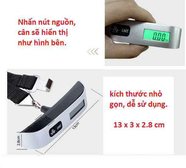 Cân Vali inox Cân điện tử hành lý xách tay 50kg Electronic luggage scale DL38-CanInox50