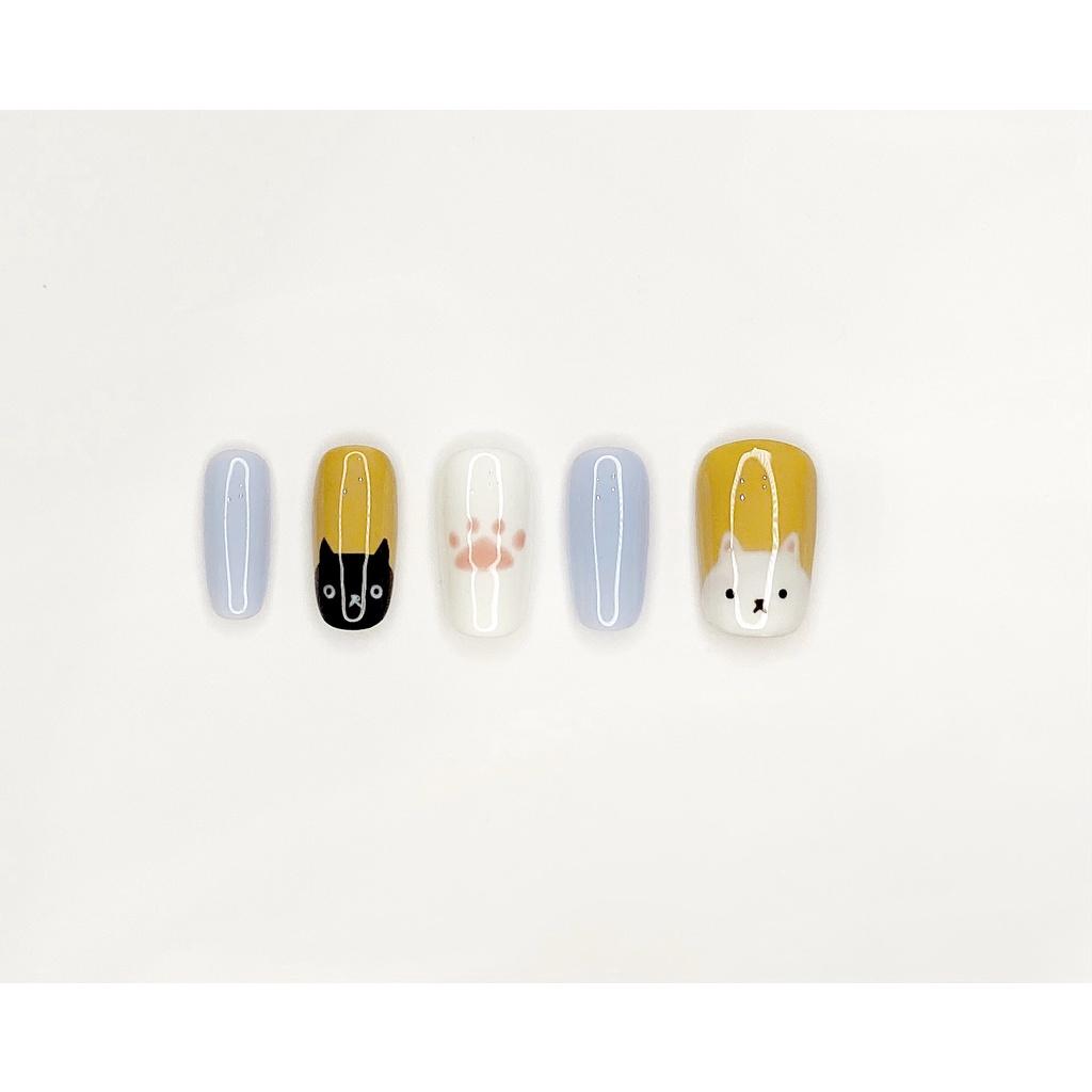 Nail Box > Móng up vẽ trang trí hoạ tiết mèo con