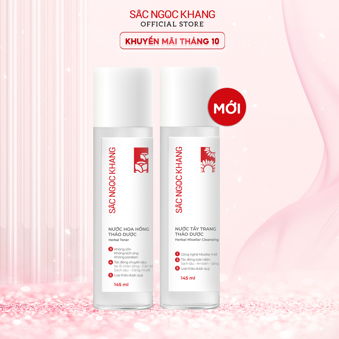 Bộ đôi làm sạch và dưỡng ẩm Sắc Ngọc Khang Nước tẩy trang 145ml +  Nước hoa hồng 145ml