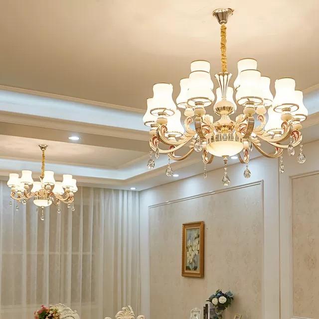 Đèn chùm pha lê cao cấp 8 và 15 tay bóng, tặng kèm bóng led