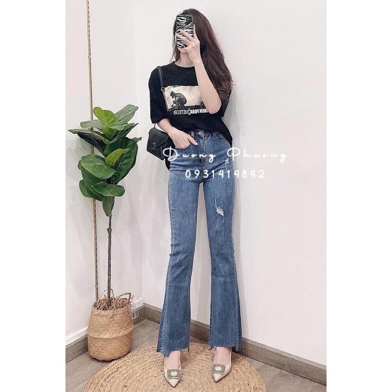 Quần bò loe rách xước mẫu mới