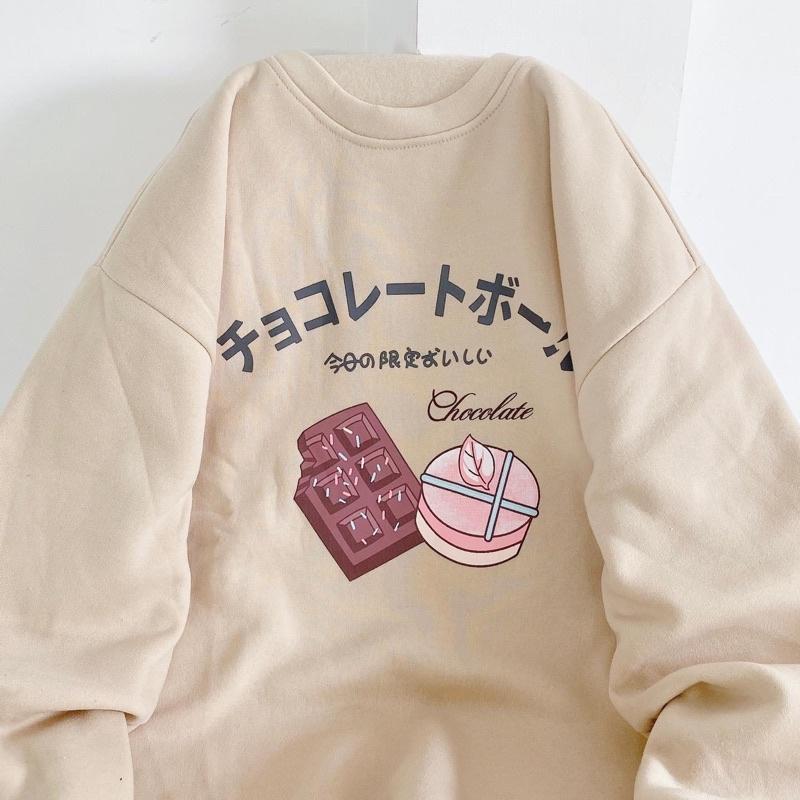 Áo Sweater From Rộng CH0C0LATE ulzzang unisex, in chử NHẬT phong cách năng động