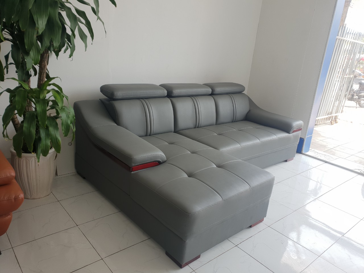 Ghế Sofa Da Hàn Quốc Cao Cấp Góc Chữ L _ An Toàn Người Dùng _ Màu Xám _ Size 2500 x 1600