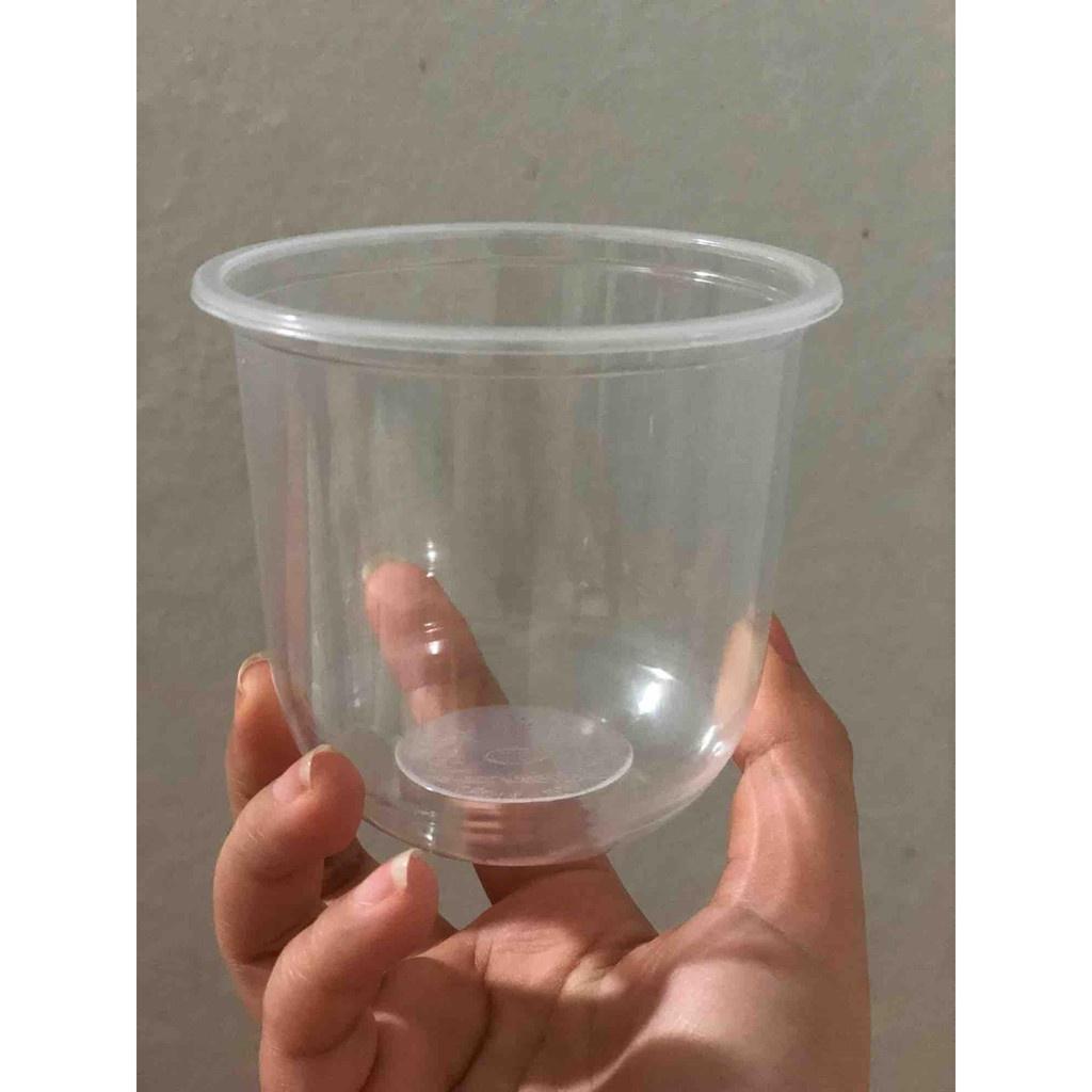 Cốc nhựa đáy bầu 360ml – Ly nhựa chữ U 360ml có thể dập màng làm nắp.