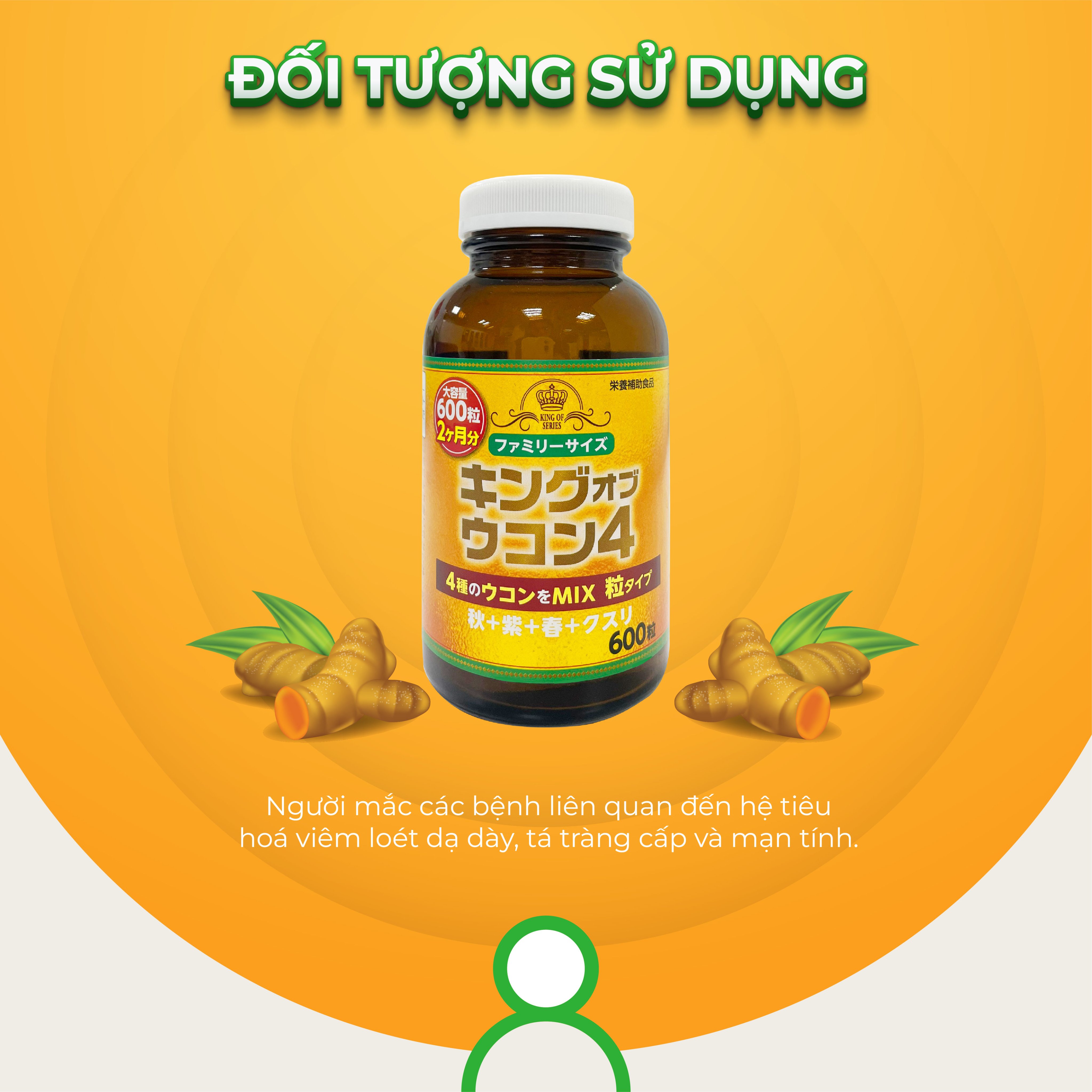 Viên uống chiết xuất nghệ Nhật Bản King Ukon - lọ 600 viên. Thực phẩm chức năng hỗ trợ bệnh lý tiêu hóa, cải thiện chức năng gan