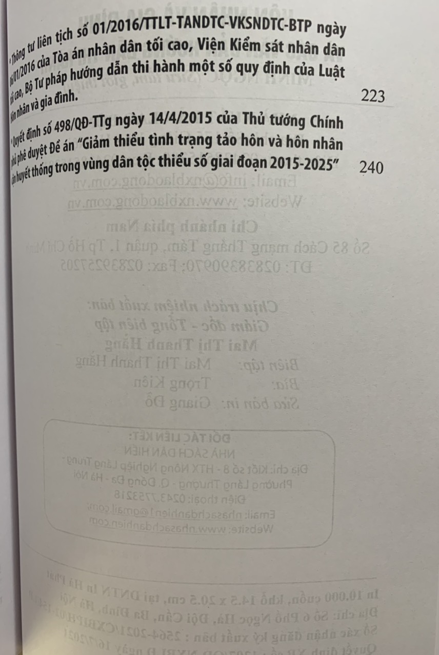 Luật hôn nhân và gia đình và các văn bản hướng dẫn thi hành