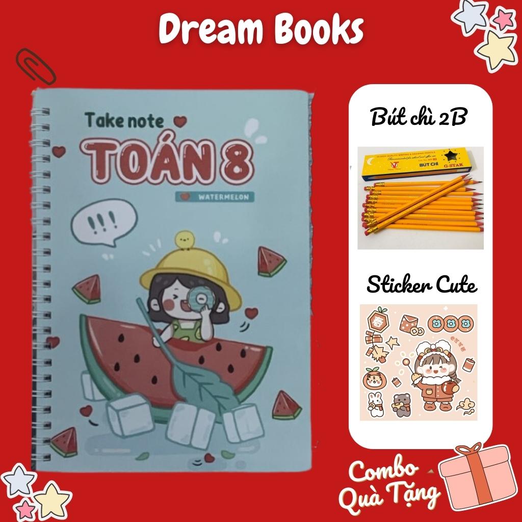 Sách- Sổ Takenotes tổng hợp kiến thức Toán 8 trang trí sticker ghi sẵn công thức và bài giải mẫu
