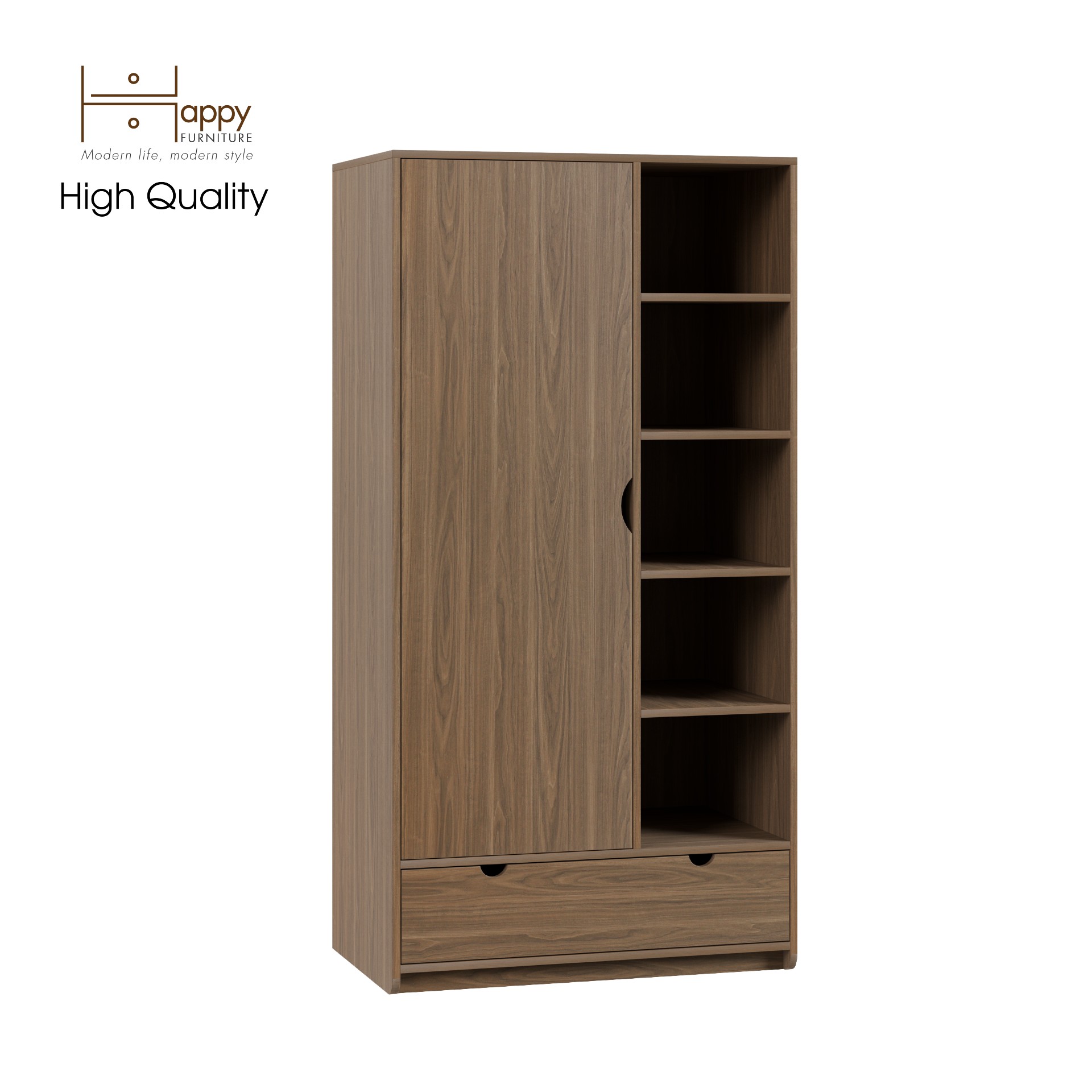 [Happy Home Furniture] CIRCLE, Tủ quần áo 1 cửa mở, 90cm x 56cm x 176cm ( DxRxC), TCM_072