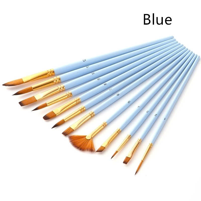 Bộ 12 Cây Cọ Vẽ Chuyên Dụng Cao Cấp Để Vẽ Tranh Sơn Dầu Màu Nước Màu Acrylic Hóa Trang Chuyên Nghiệp 12 Cọ vẽ màu nước Pastel 3 Mint Pink Blue màu sơn dầu tranh tường số hoá