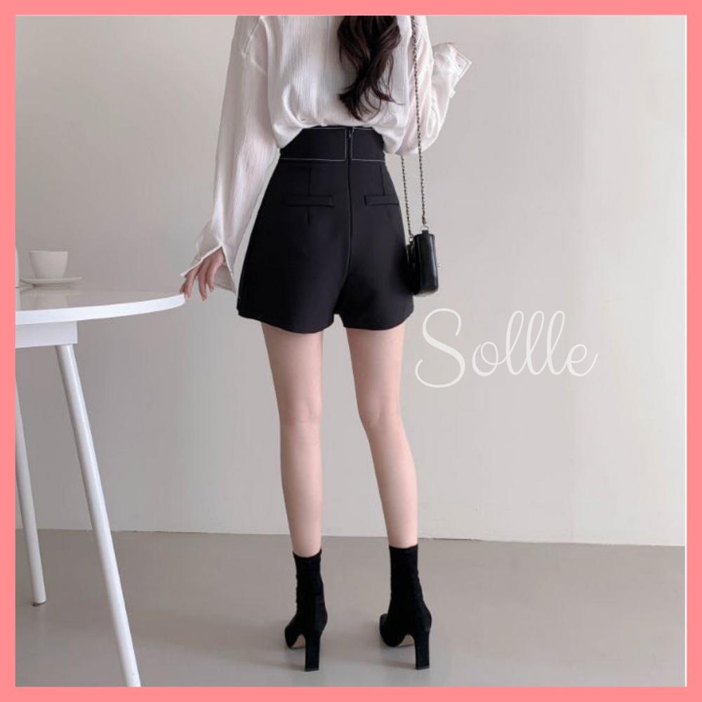 Quần giả chân váy ngắn chữ A viền chỉ nổi công sở phong cách mới Hàn Quốc Sollle