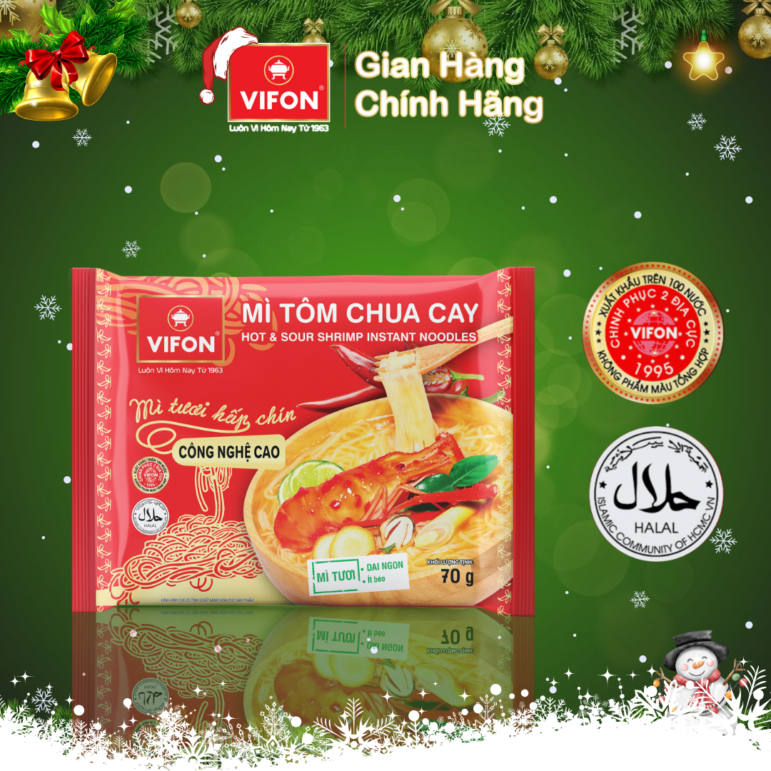 Thùng 30 Gói Mì Tươi VIFON vị Tôm Chua Cay