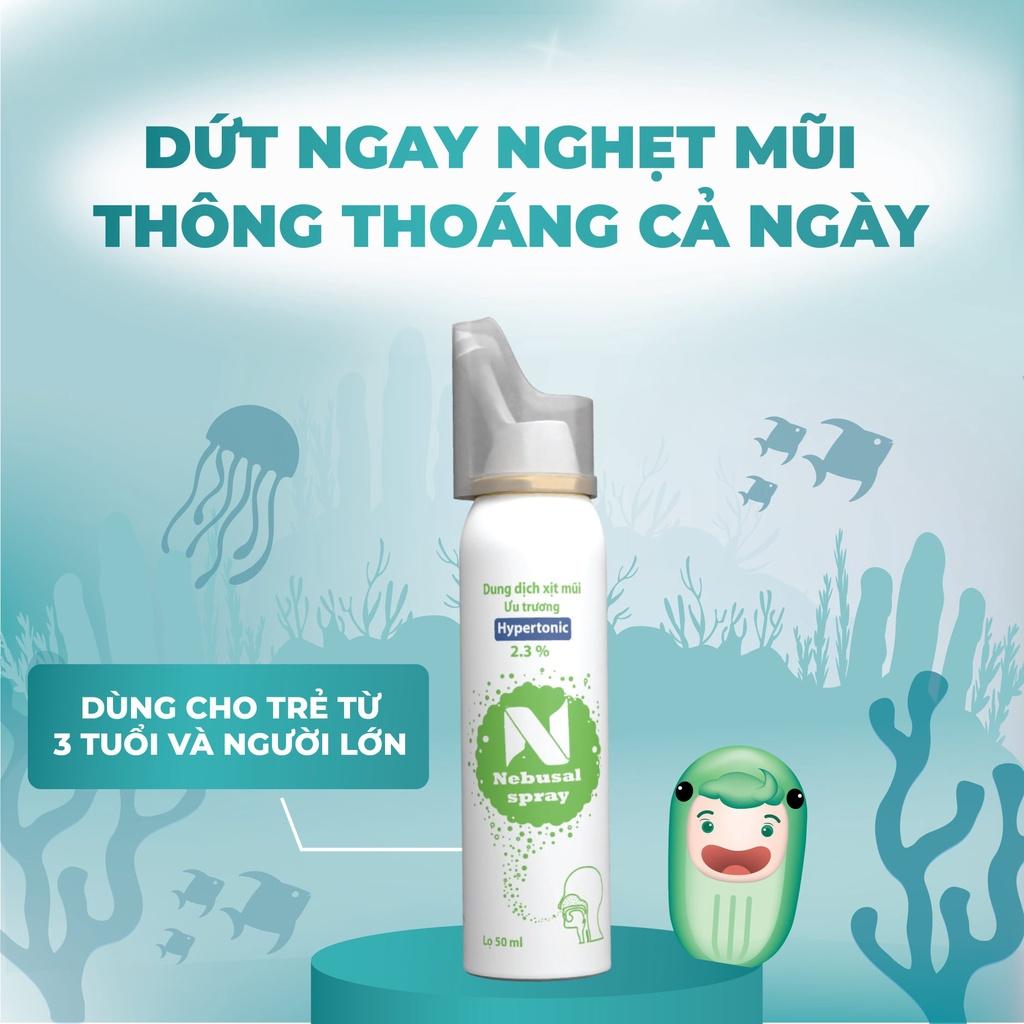 Combo Xịt Mũi Nebusal 2.3% + 0.9% Giảm Nghẹt Mũi, Sổ Mũi, ngừa tái phát ở người Viêm mũi dị ứng, xoang