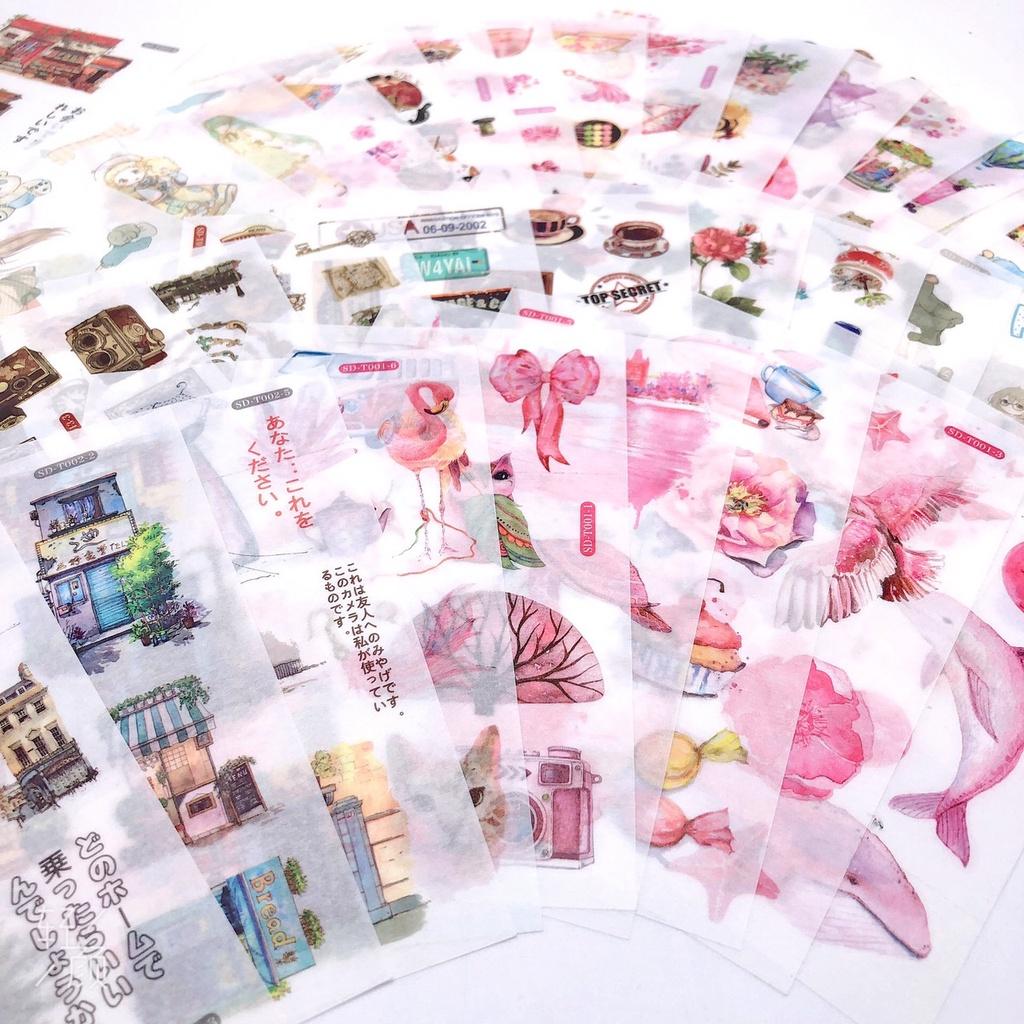 Stickers Dễ Thương 20 Chủ Đề Khác Nhau Sticker Cute Hình Dán Cổ Trang Phong Cảnh Đồ Ăn Vintage Trang Trí Sổ Tay