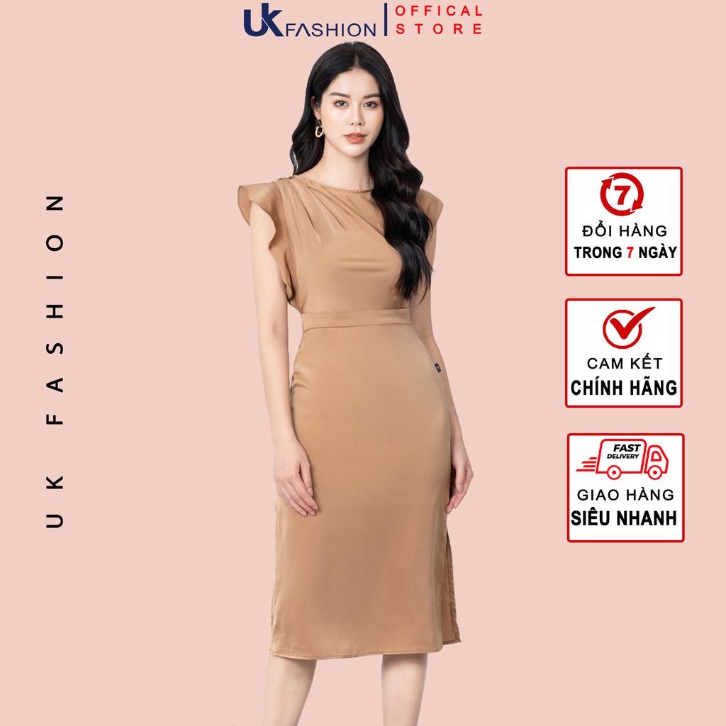 Đầm Lụa Suông Nữ UK Fashion Thiết Kế Tôn Dáng, Màu Sắc Basic, Chất Liệu Vải Cao Cấp NKDV2203011