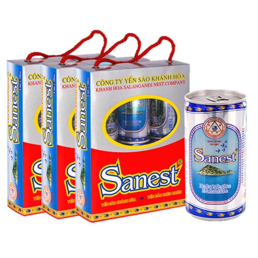 NƯỚC YẾN SÀO KHÁNH HÒA SANEST LON 190ML, HỘP 6 LON KIÊNG ĐƯỜNG