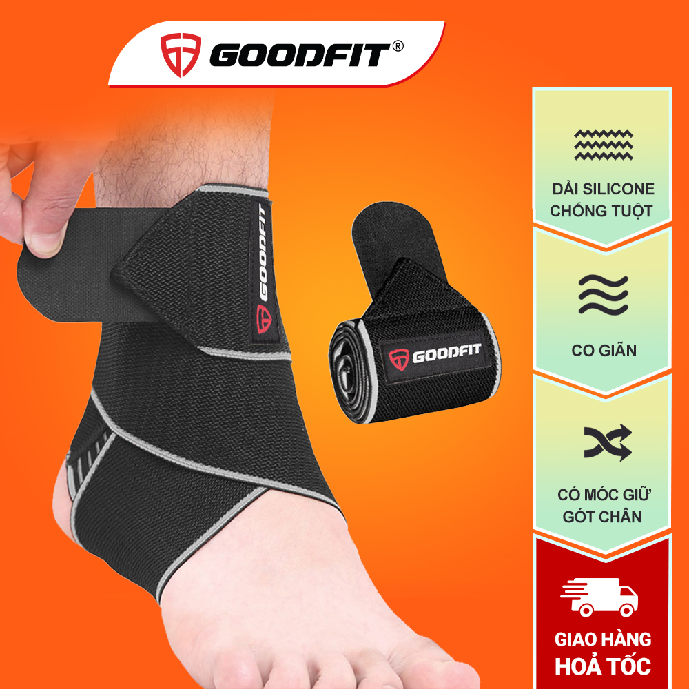 Băng quấn cố chân, băng bảo vệ cổ chân, mắt cá chân GoodFit co giãn đàn hồi, đệm silicone chống trượt GF612A