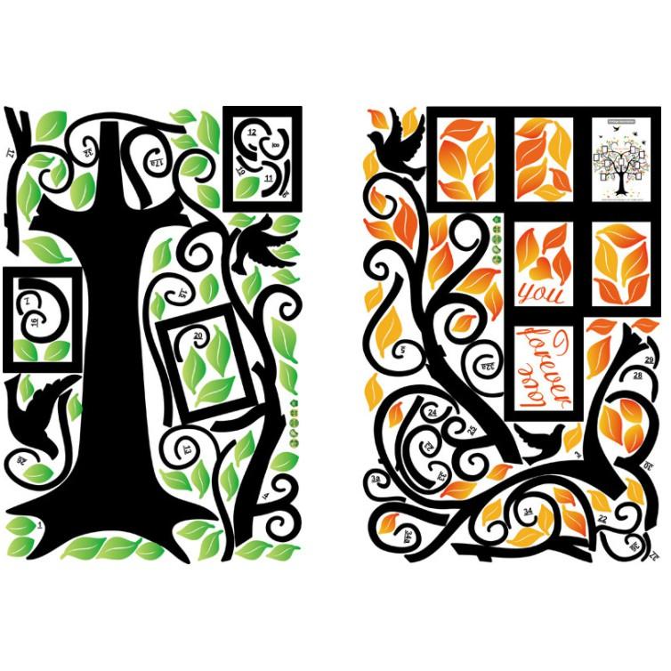 Decal trang trí tường - Cây lớn khung ảnh hình trái tim mẫu mới