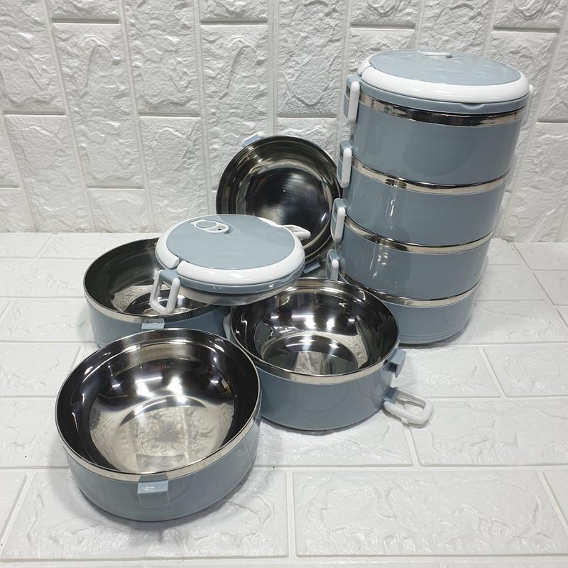 Hộp Đựng Cơm Lúa Mạch 4 Tầng Cao Cấp Bằng Inox Giữ Nhiệt Siêu Tiện Lợi - Cặp Lồng Giữ Nhiệt Lúa Mạch 4 Tầng