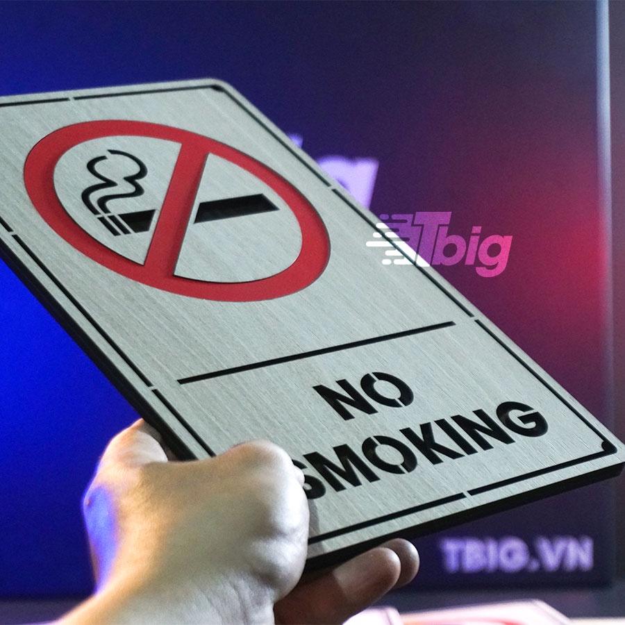 Bảng gỗ No smoking (biển cấm hút thuốc) mẫu TC05 loại dán tường trang trí có sẵn keo 2 mặt